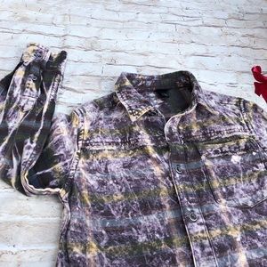 Purple batik plaid shirt ultra cool Fall button up